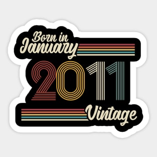 Vintage Born in January 2011 Sticker